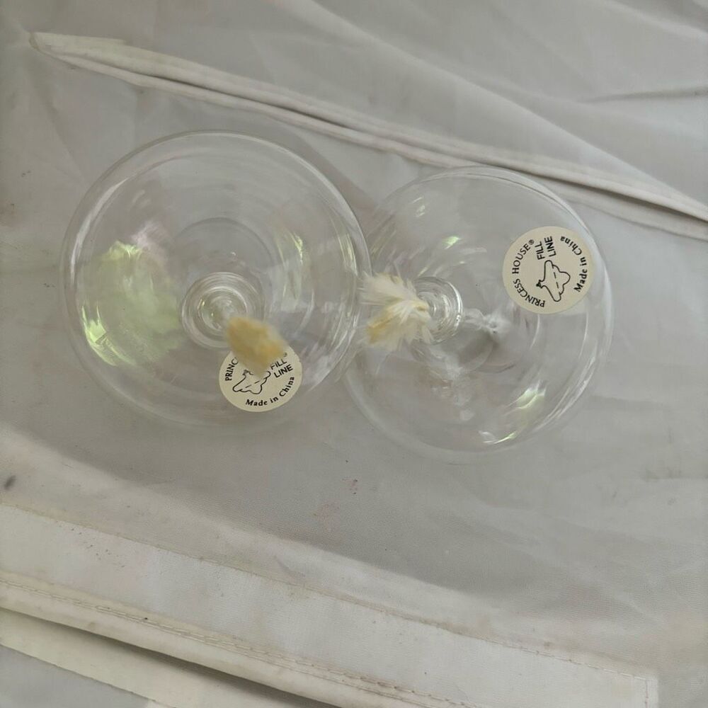 2 Princess House Hand Blown Crystal Floating Oil Candles